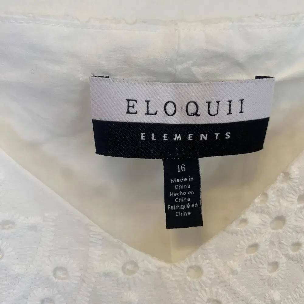 ELOQUII white eyelet long sleeve mini dress - Picture 6 of 6